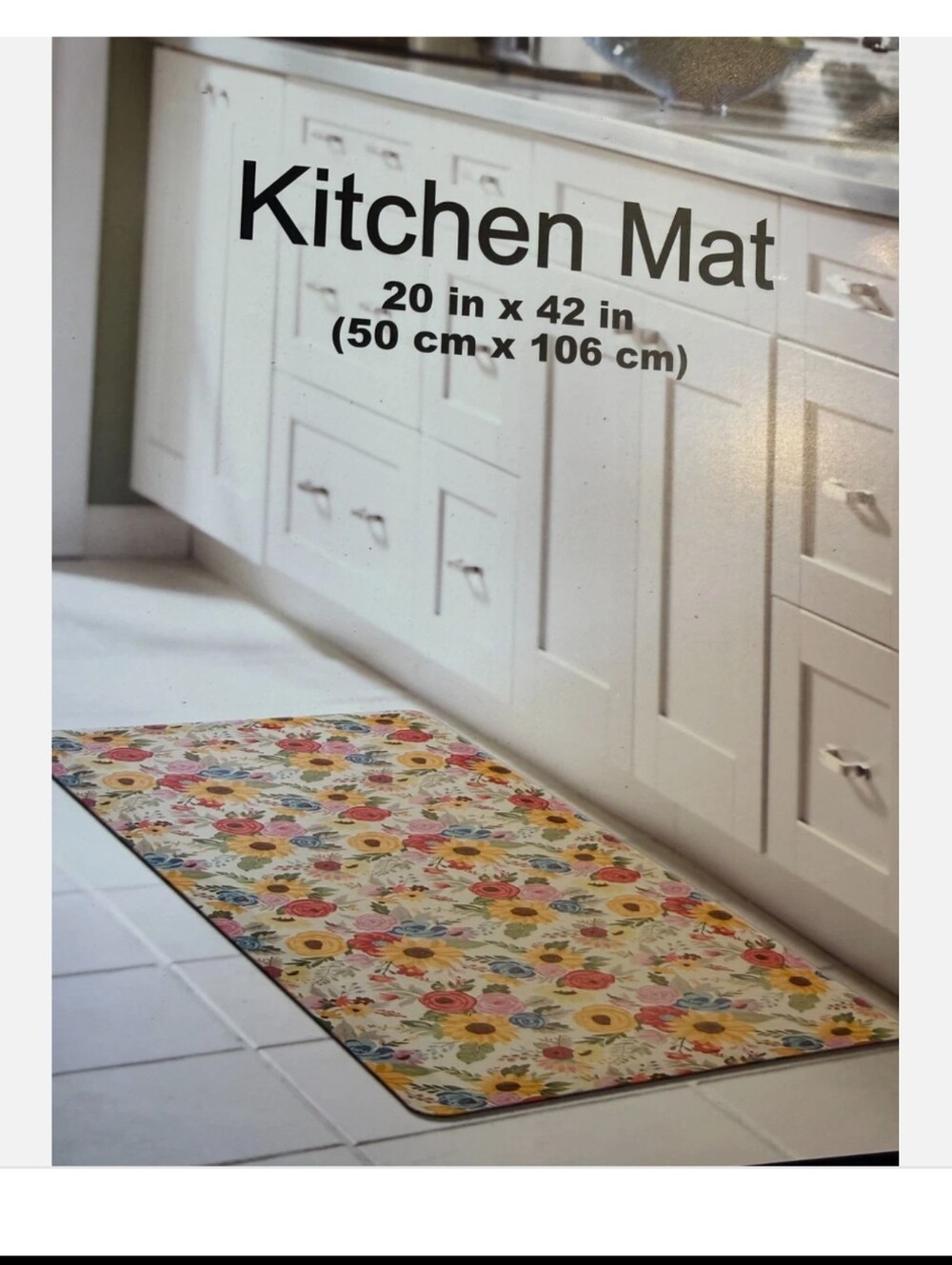 Mohawk Home, 20" x 42" Kitchen Padded Cushioned Standing Mat, Bouquet, New
